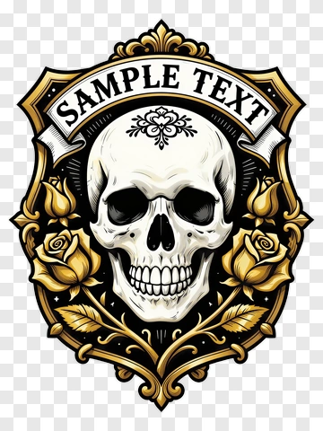 Skull And Rose Shield Emblem PNG