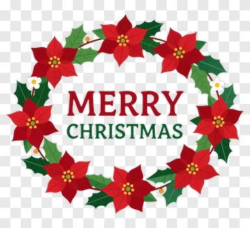Christmas Wreath With Poinsettias PNG