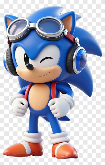 Sonic The Hedgehog With Goggles And Headphones PNG