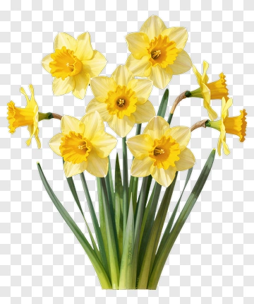 Yellow Daffodil Bouquet In Spring PNG