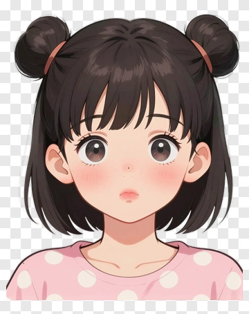 Cute Anime Girl With Hair Buns PNG