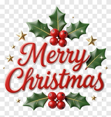 Merry Christmas 3D Holiday Design PNG