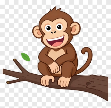 Happy Monkey On Tree Branch PNG