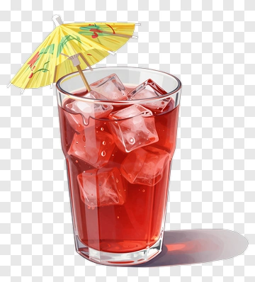 Red Cocktail With Ice And Umbrella PNG