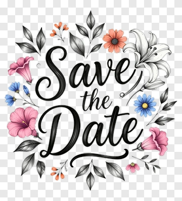 Save The Date With Floral Design PNG