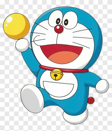 Doraemon Holding A Golden Ball PNG