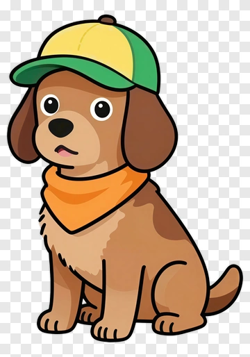 Cute Dog Wearing Cap And Bandana PNG