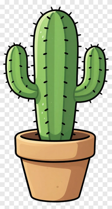 Cartoon Cactus In Pot PNG