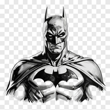 Batman In Detailed Black And White Sketch PNG