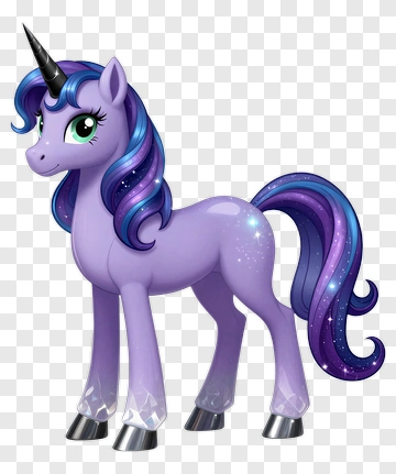 Purple Unicorn With Sparkling Mane PNG