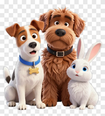 Cartoon Dogs And Rabbit Friends PNG