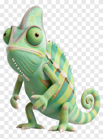 Green Chameleon With Striped Pattern PNG