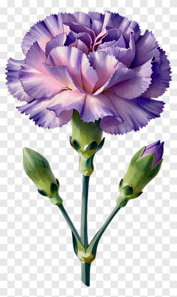 Purple Carnation With Buds PNG