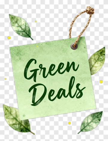 Green Deals Tag With Leaf Design PNG