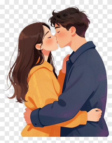 Couple Kissing In A Warm Embrace PNG