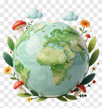 Earth Globe Surrounded By Nature PNG