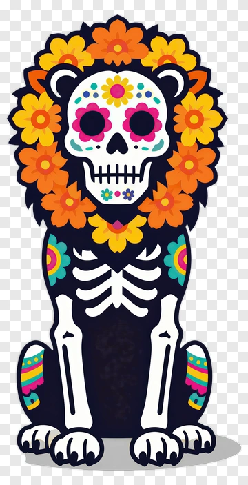 Day Of The Dead Skeleton Lion PNG