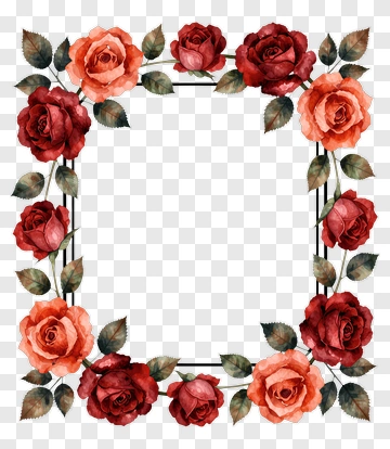 Watercolor Rose Frame PNG