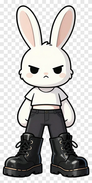 Angry White Rabbit In Streetwear PNG