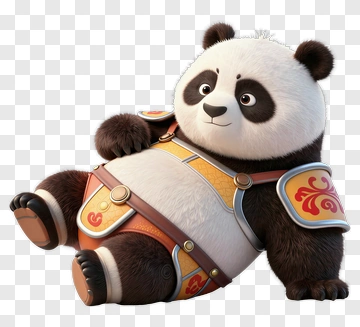 Cute Panda In Armor PNG