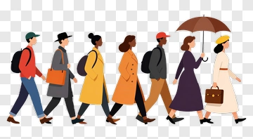 Group Of People Walking Together PNG
