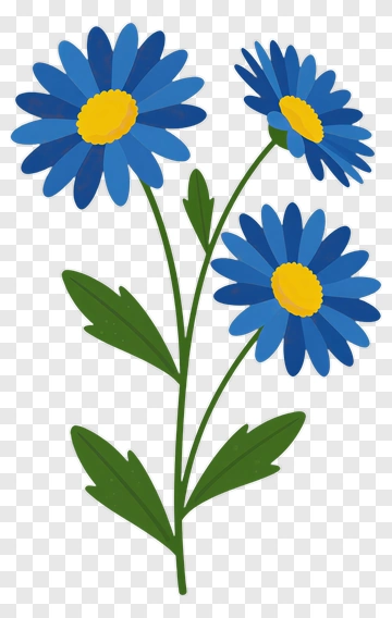 Blue Daisy With Yellow Center PNG