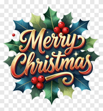 Merry Christmas Festive Typography PNG