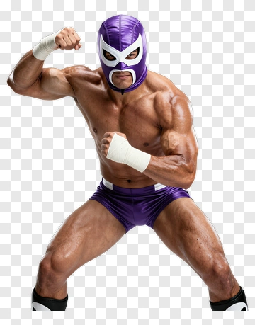 Lucha Libre Wrestler In Purple Mask PNG