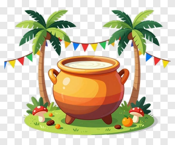 Tropical Pot With Festive Decor PNG