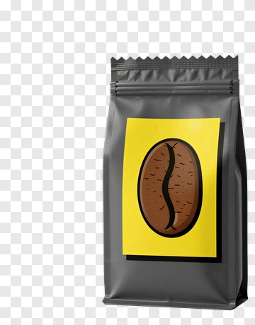 Coffee Bag With Yellow Label PNG