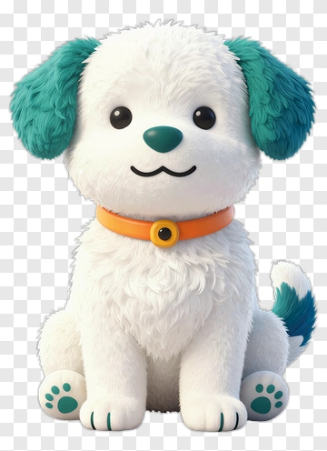 Cute Cartoon Puppy With Teal Ears PNG