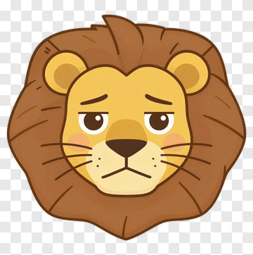 Sad Cartoon Lion Face PNG
