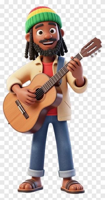 Rasta Man Playing Guitar PNG