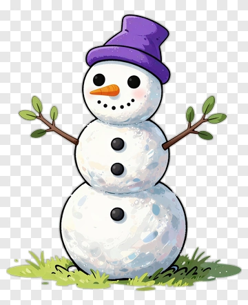 Snowman In Purple Hat PNG