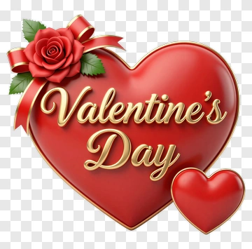 Valentine's Day Heart With Rose PNG
