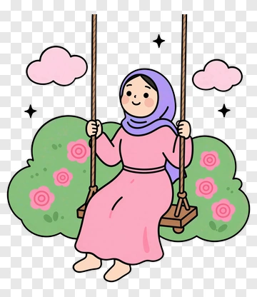 Girl On Swing With Hijab PNG
