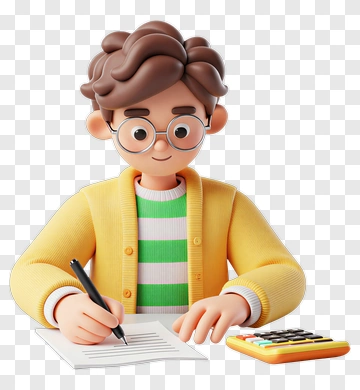 Cartoon Boy Doing Math Homework PNG