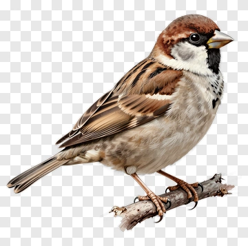 Sparrow Perched On Branch PNG