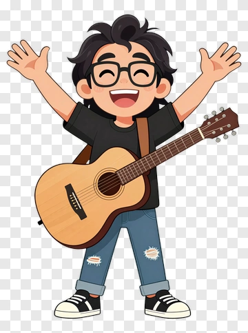 Happy Boy Guitar Player PNG