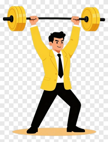 Businessman Lifting Barbell PNG