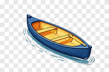 Blue Rowboat With Yellow Oar PNG