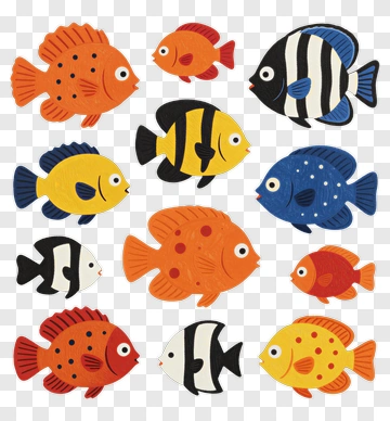 Colorful Cartoon Fish Collection PNG