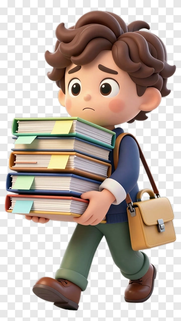 Cartoon Student Carrying Books PNG
