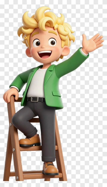 Happy Boy Character Greeting PNG