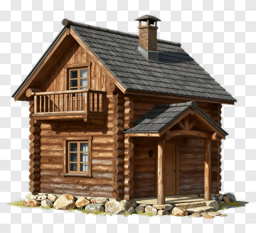 Cozy Log Cabin Cottage PNG