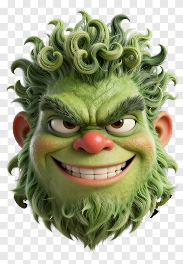 Green Monster With Curly Hair PNG