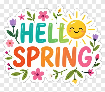 Hello Spring Cartoon Design PNG