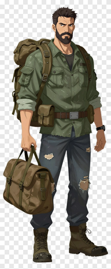 Man With Backpack And Bag PNG