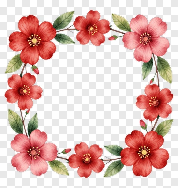 Watercolor Flower Frame PNG