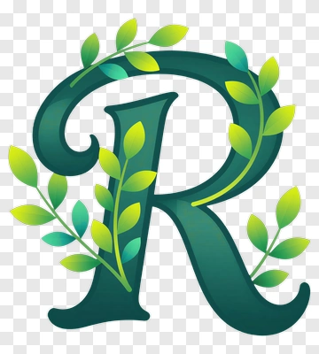 Letter R With Leaf Wreath PNG